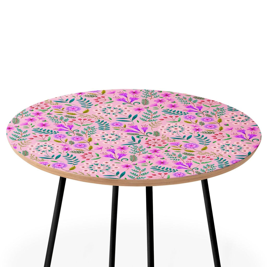 Pimlada Phuapradit Ditsy Purple Floral Half Drop Round Side Table
