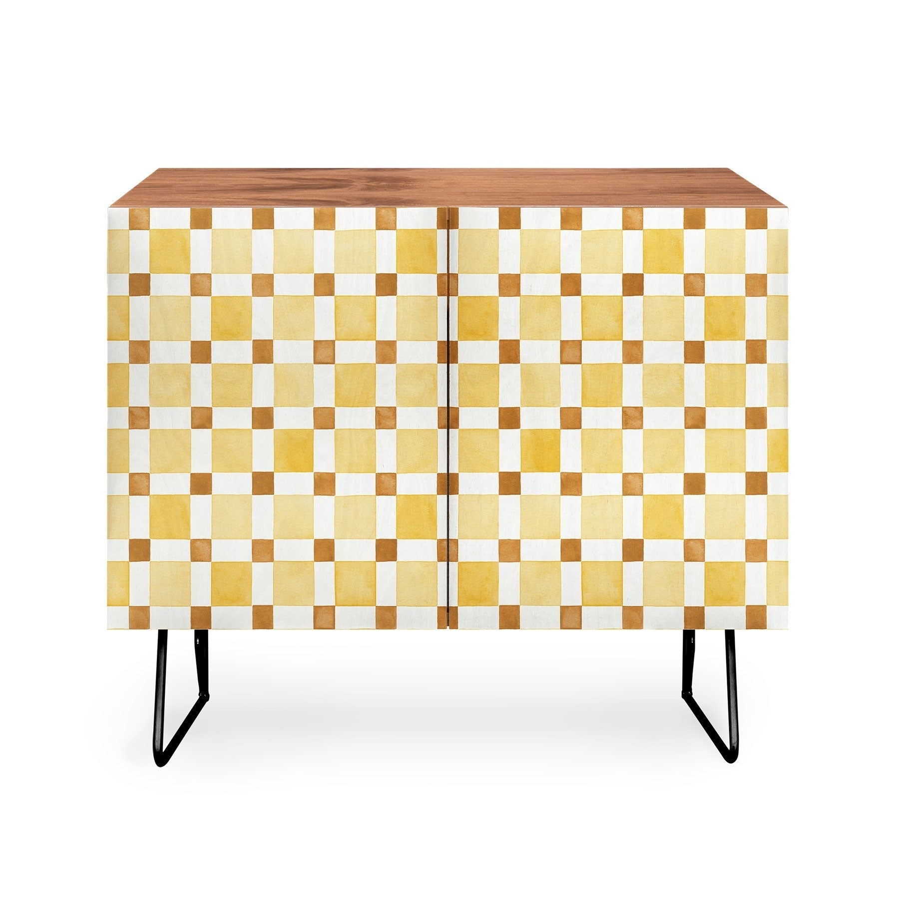 Ninola Design Everyday Artifact Checker Mosaic Tiles Geometry Yellow Credenza