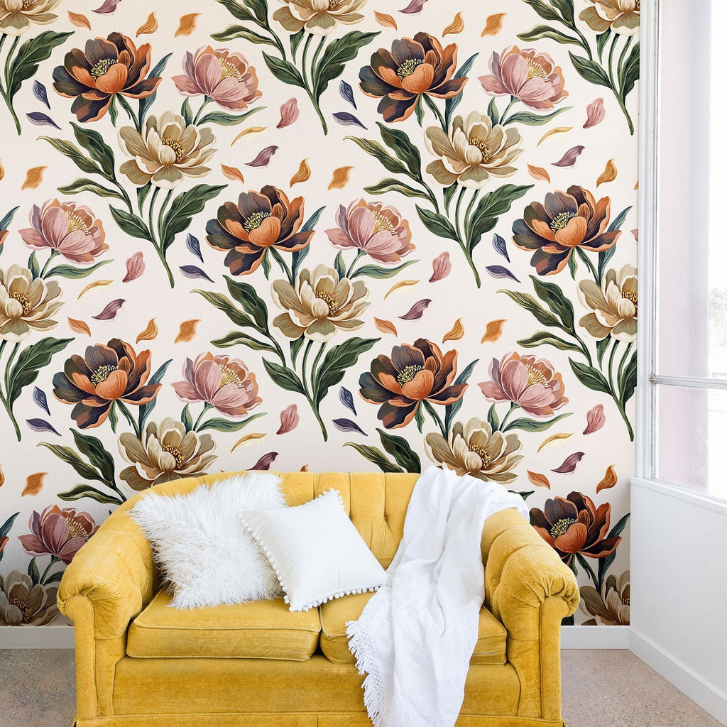 Marta Barragan Camarasa Hand Painted Peony Florals Wall Mural