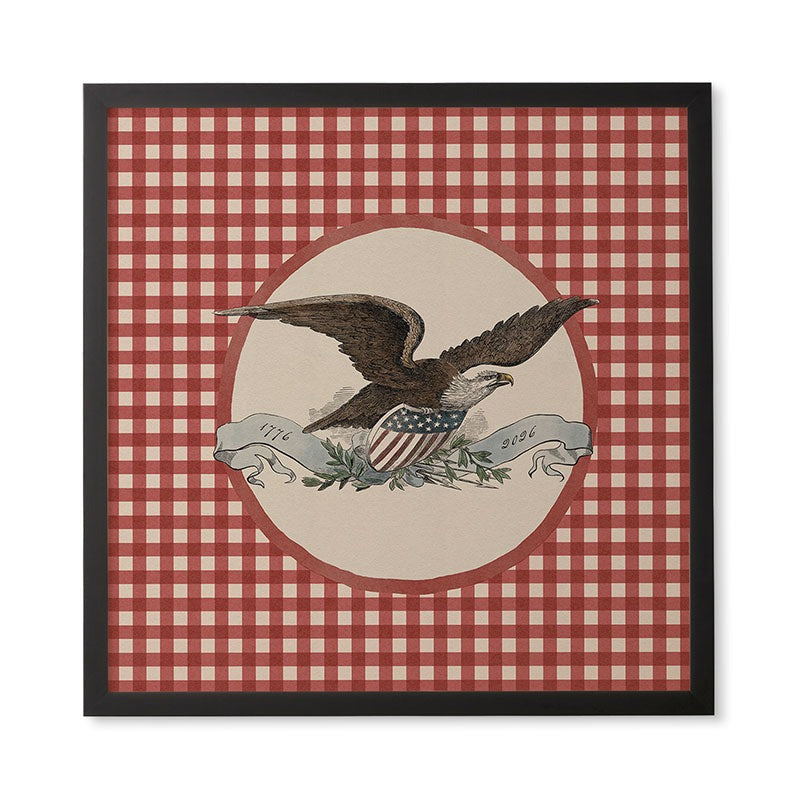 DENY Designs Gingham Eagle Framed Wall Art