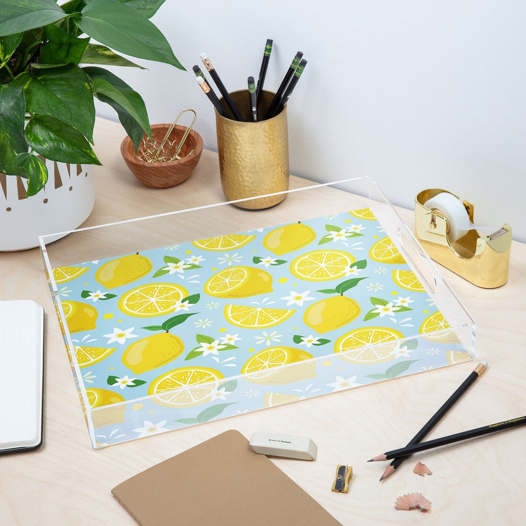 Design by Spark Lemony Fresh Florals Acrylic Tray