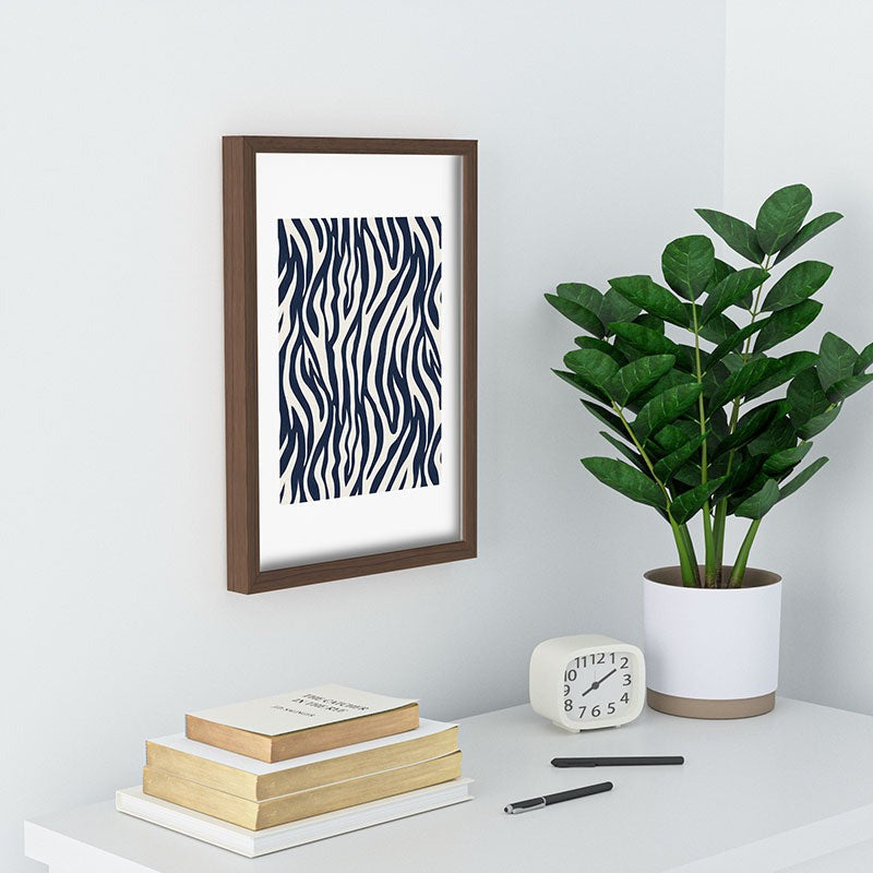 Avenie BR Navy Tiger Stripes Recessed Framing Rectangle