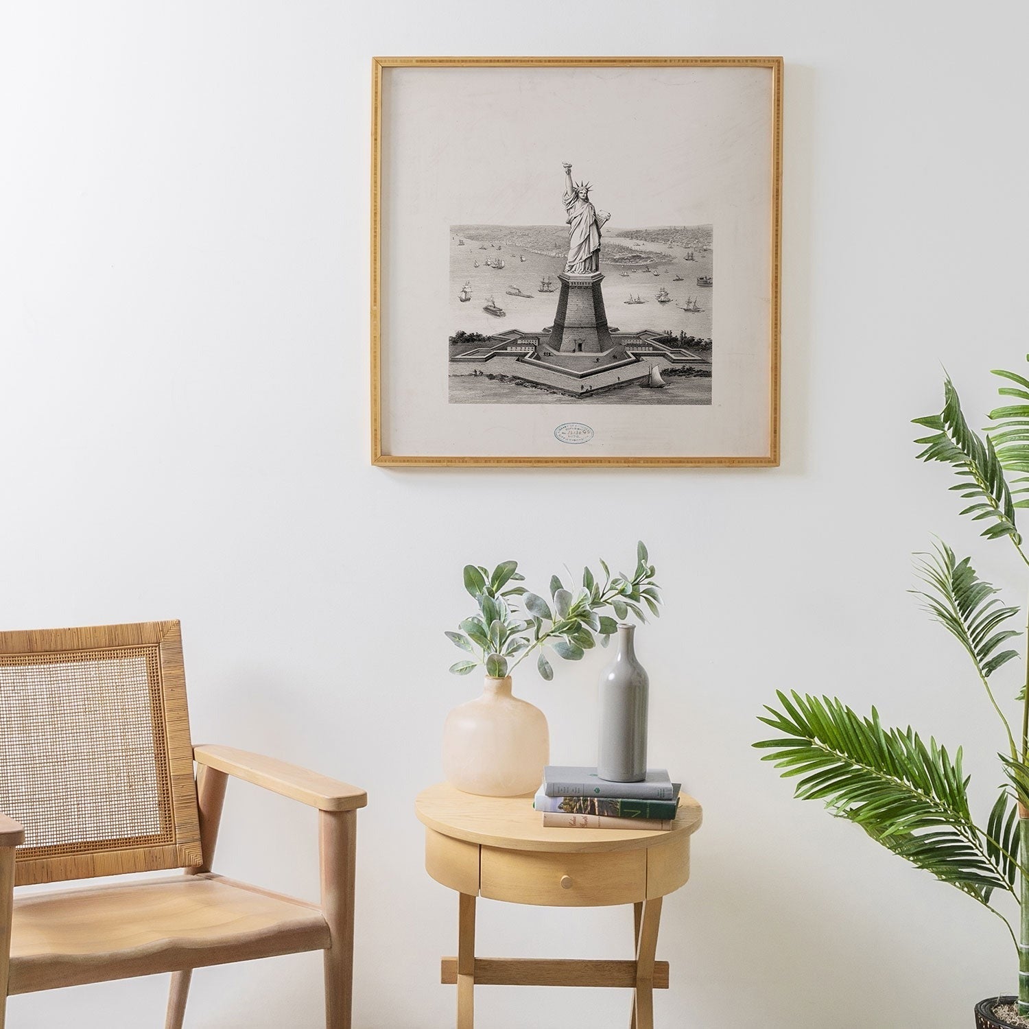 DENY Designs Vintage Lady Liberty Framed Wall Art