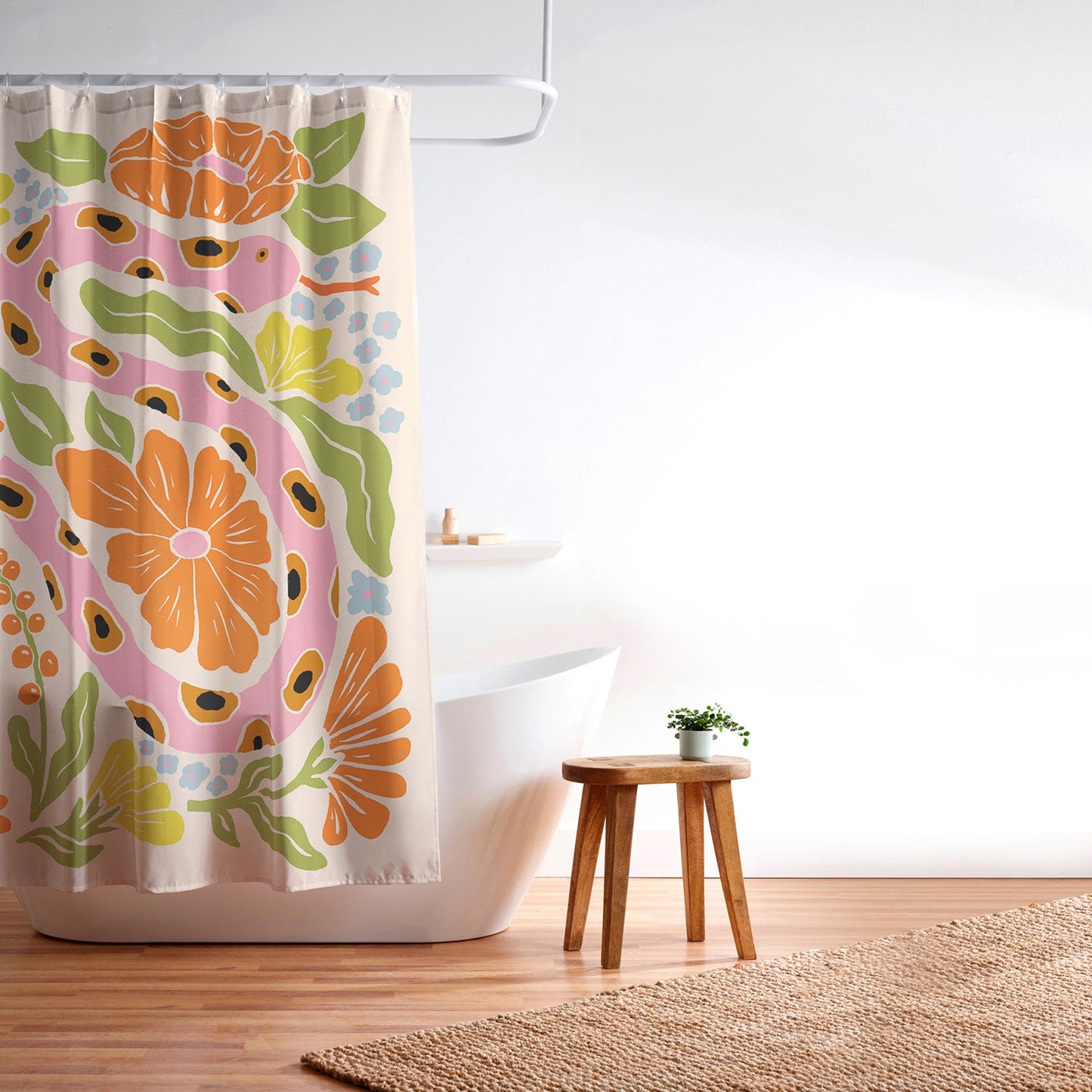 Jaclyn Caris Snake in the Garden Shower Curtain