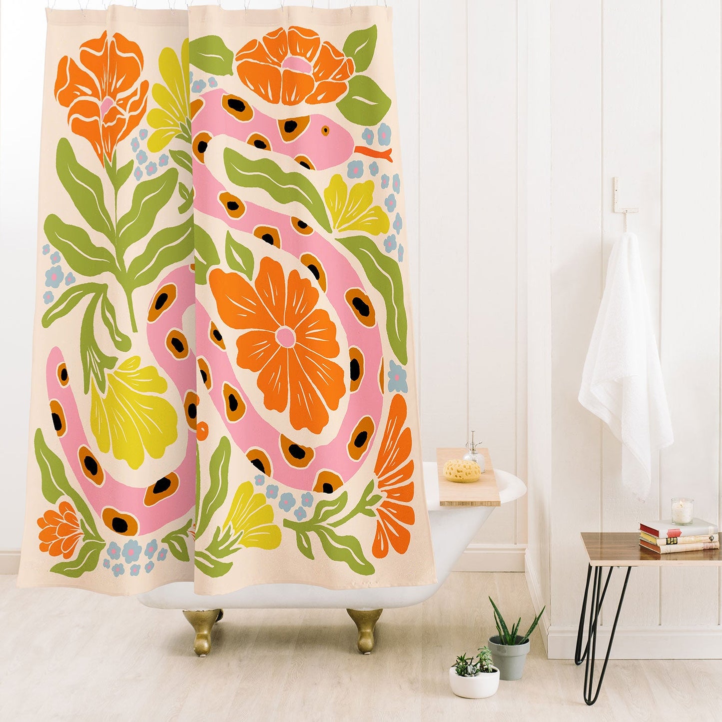 Jaclyn Caris Snake in the Garden Shower Curtain