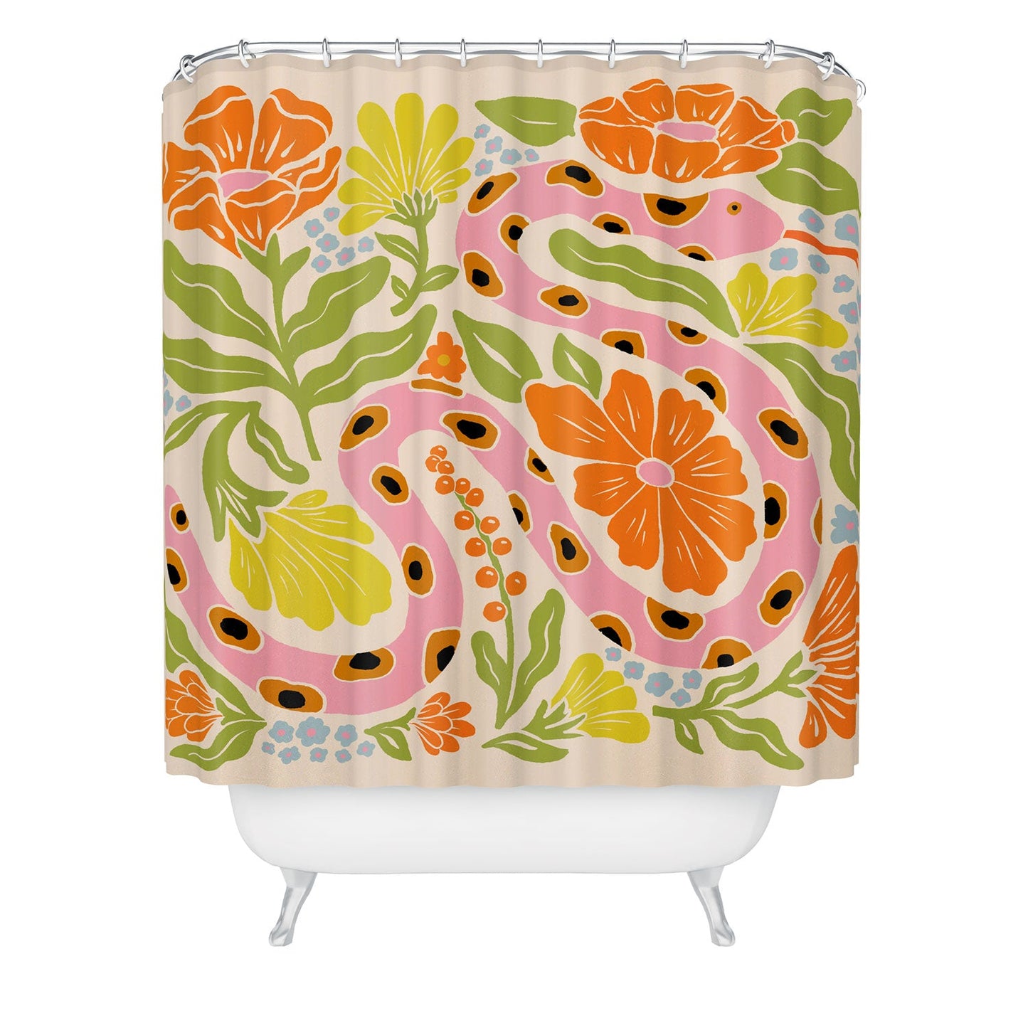 Jaclyn Caris Snake in the Garden Shower Curtain