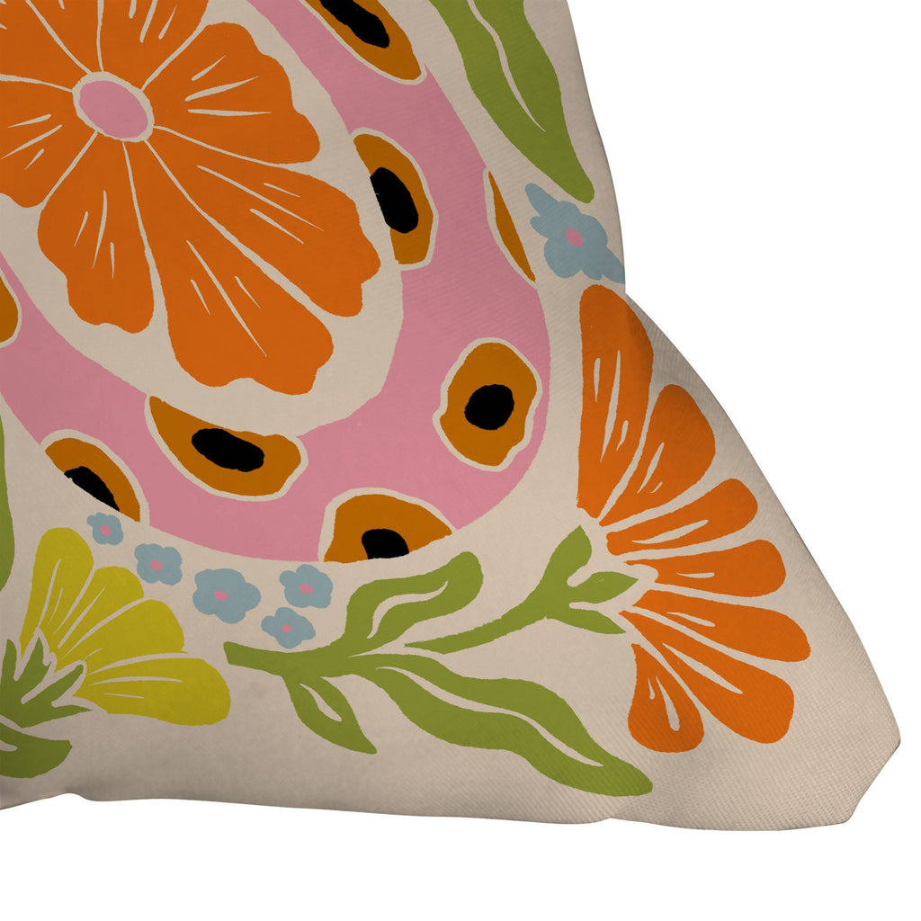 Jaclyn Caris Snake in the Garden Outdoor Throw Pillow