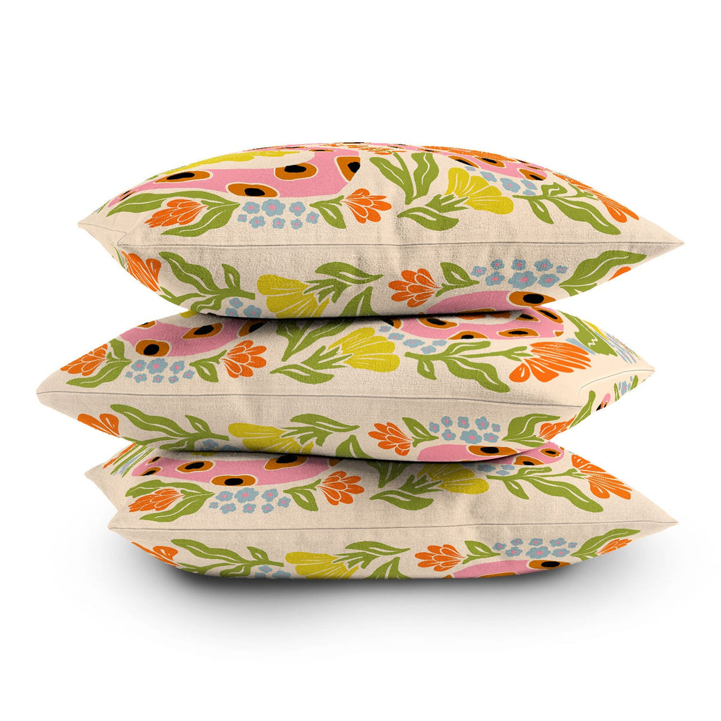 Jaclyn Caris Snake in the Garden Outdoor Throw Pillow