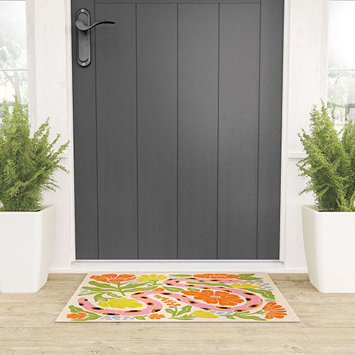Jaclyn Caris Snake in the Garden Welcome Mat
