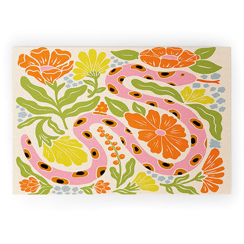 Jaclyn Caris Snake in the Garden Welcome Mat