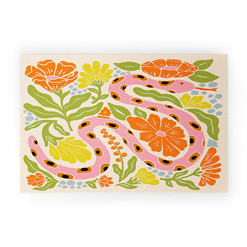 Jaclyn Caris Snake in the Garden Welcome Mat