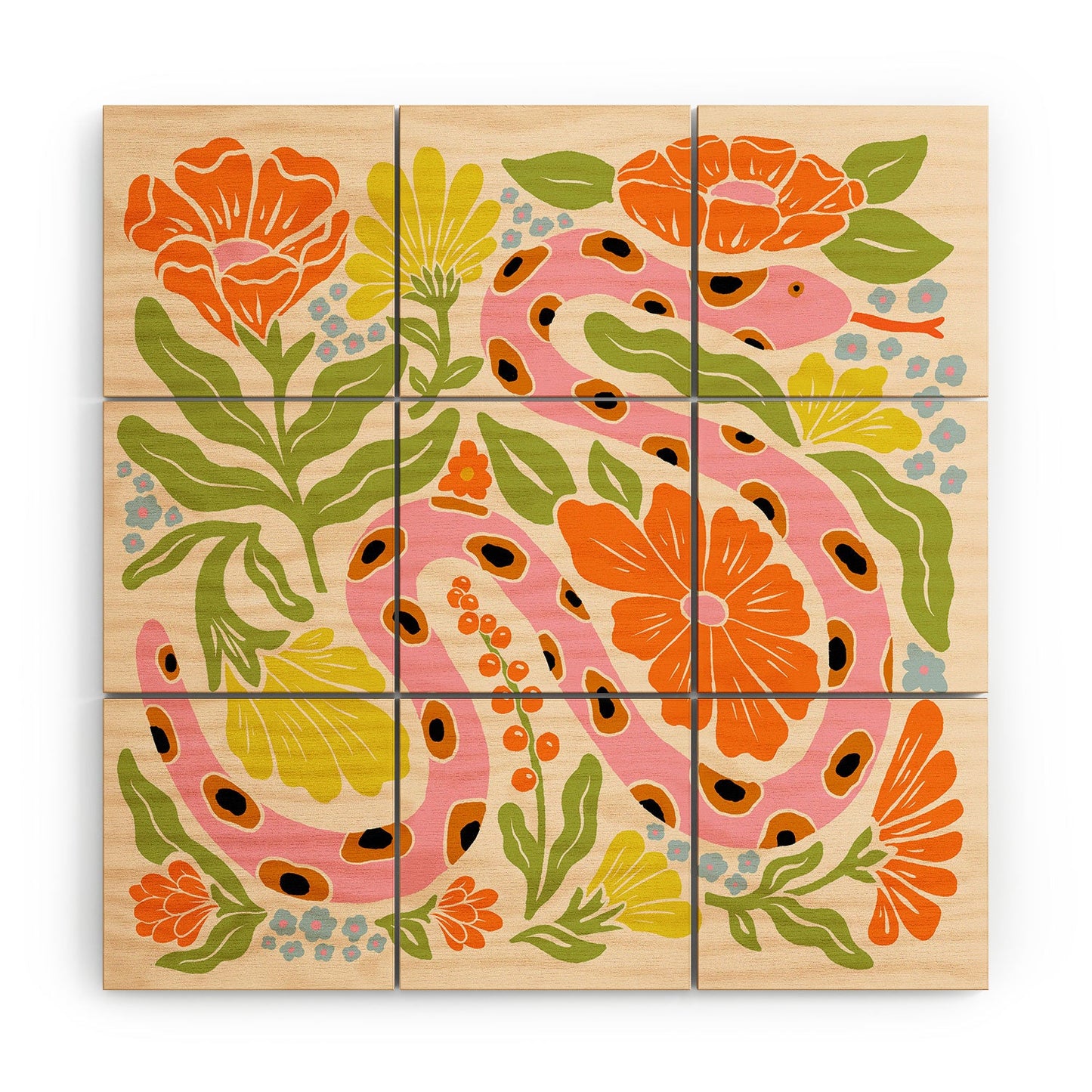Jaclyn Caris Snake in the Garden Wood Wall Mural