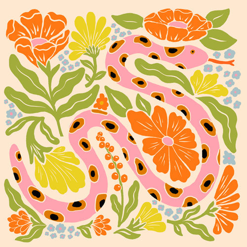 Jaclyn Caris Snake in the Garden Shower Curtain