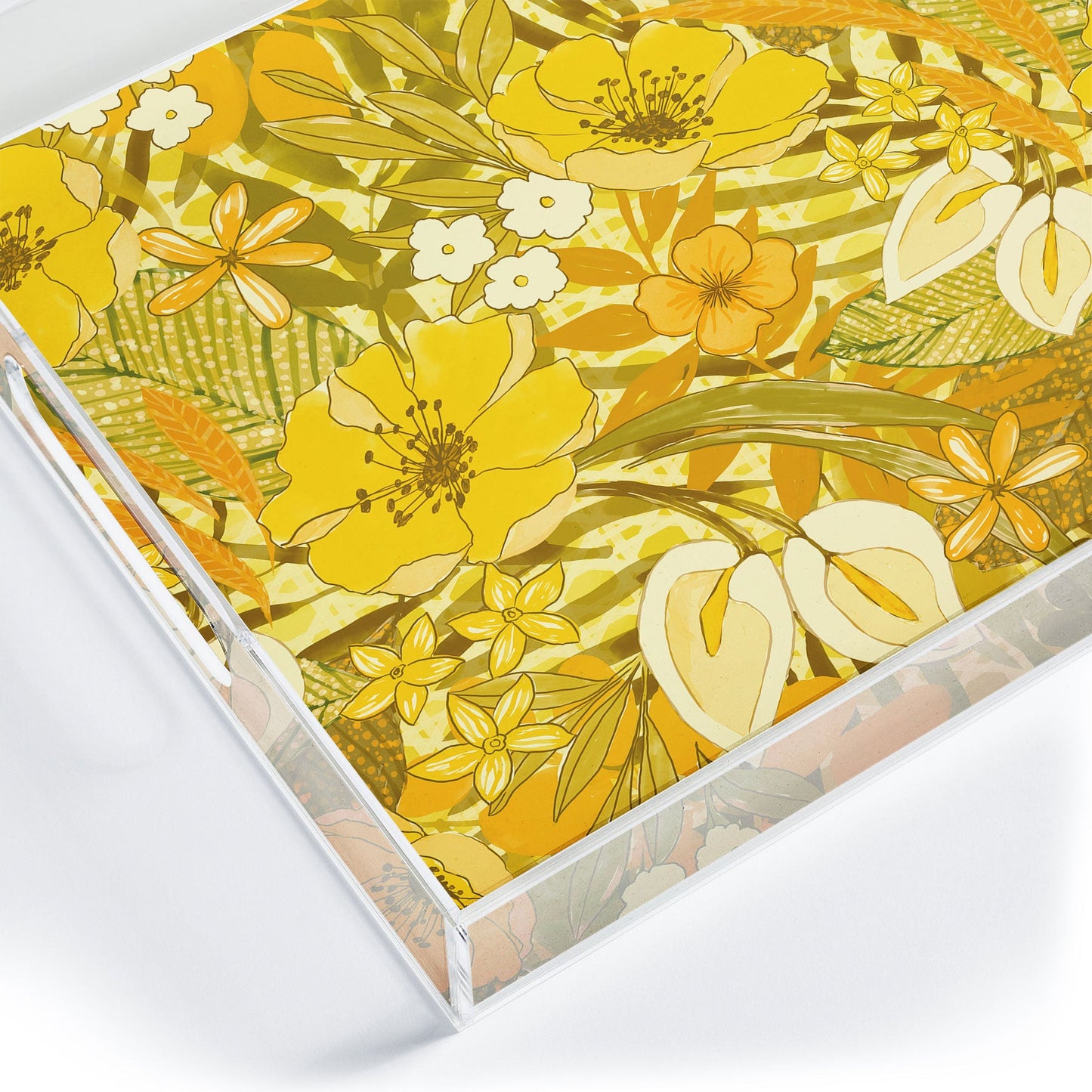 Jacqueline Maldonado 1970s floral watercolor Acrylic Tray