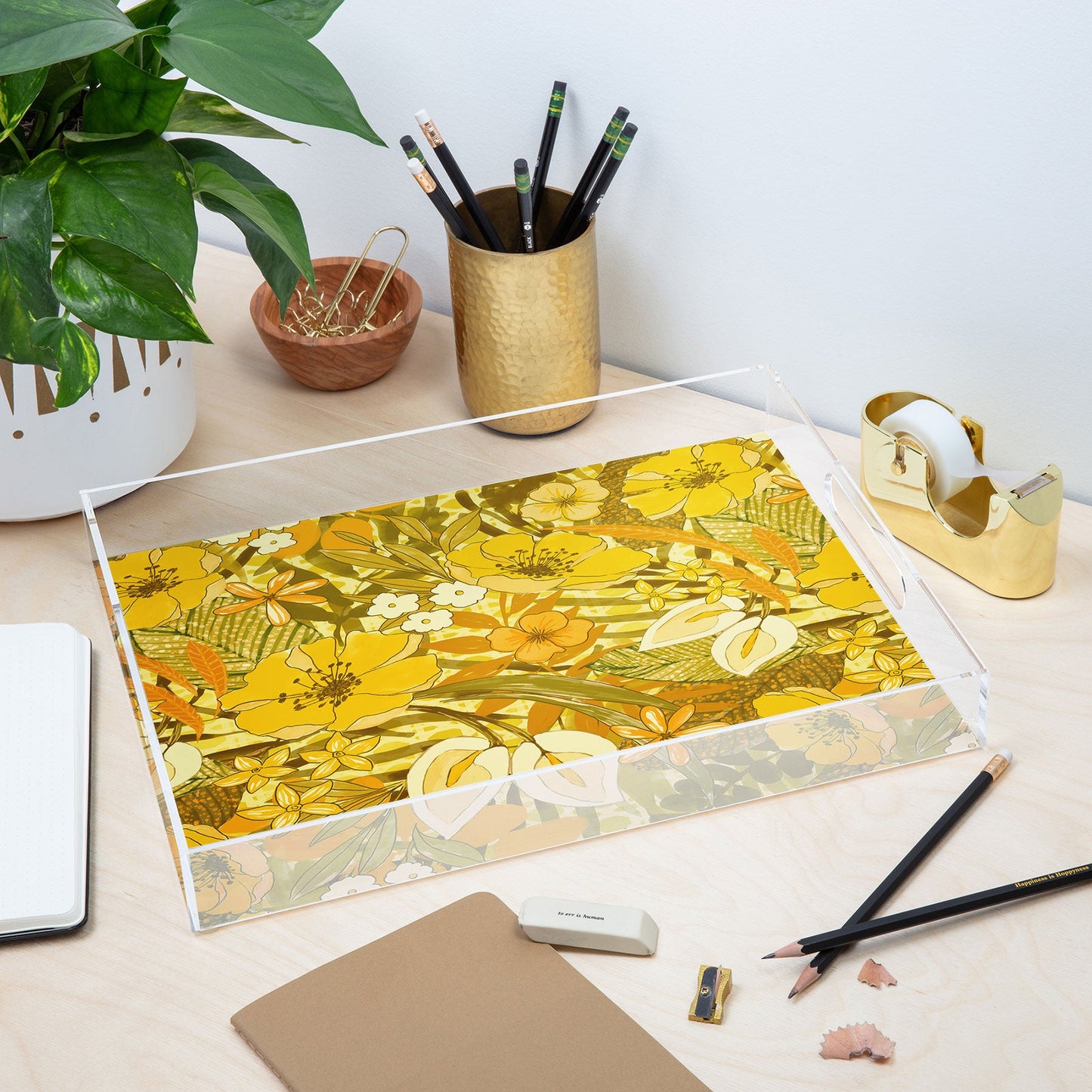Jacqueline Maldonado 1970s floral watercolor Acrylic Tray