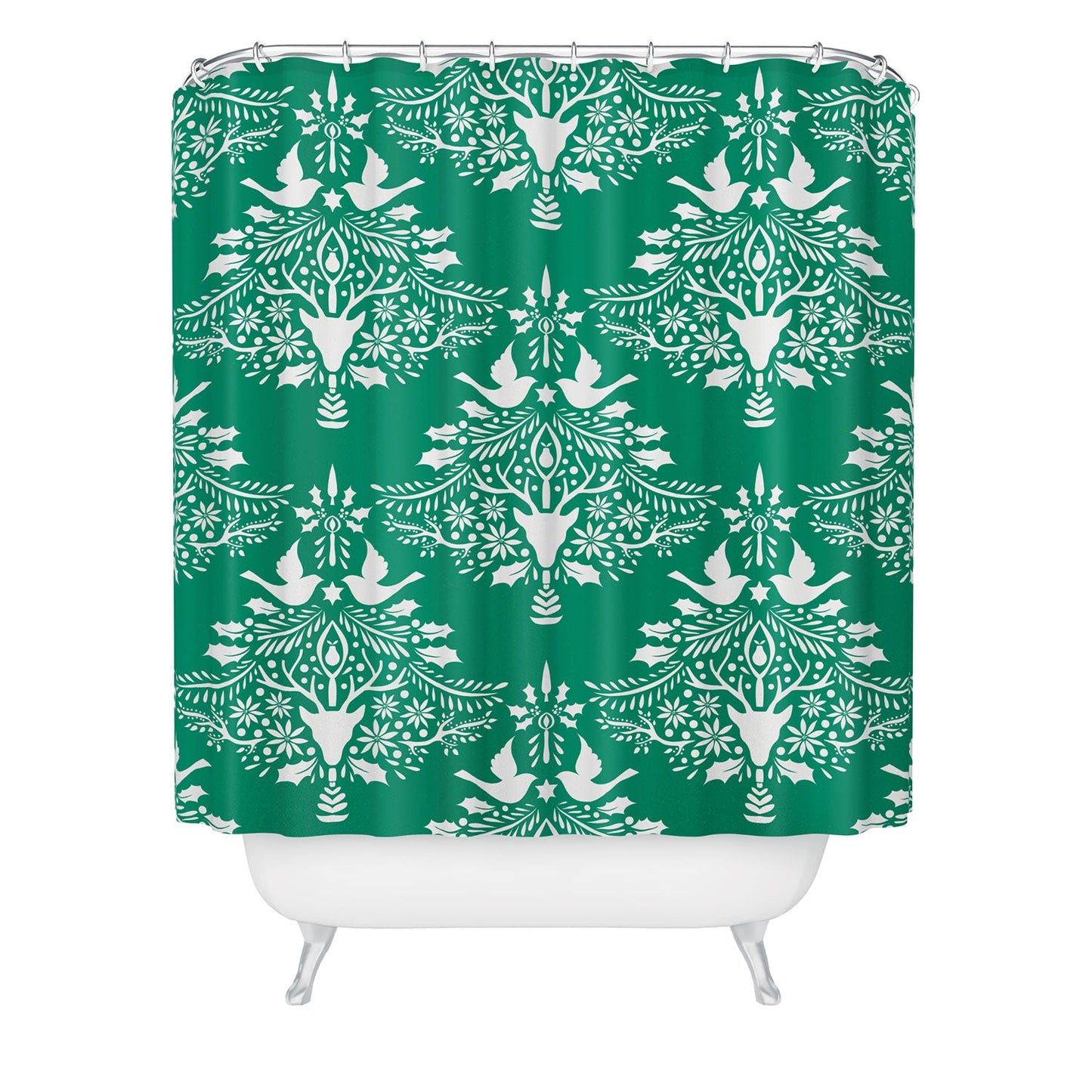 Jacqueline Maldonado Christmas Paper Cutting Green Shower Curtain