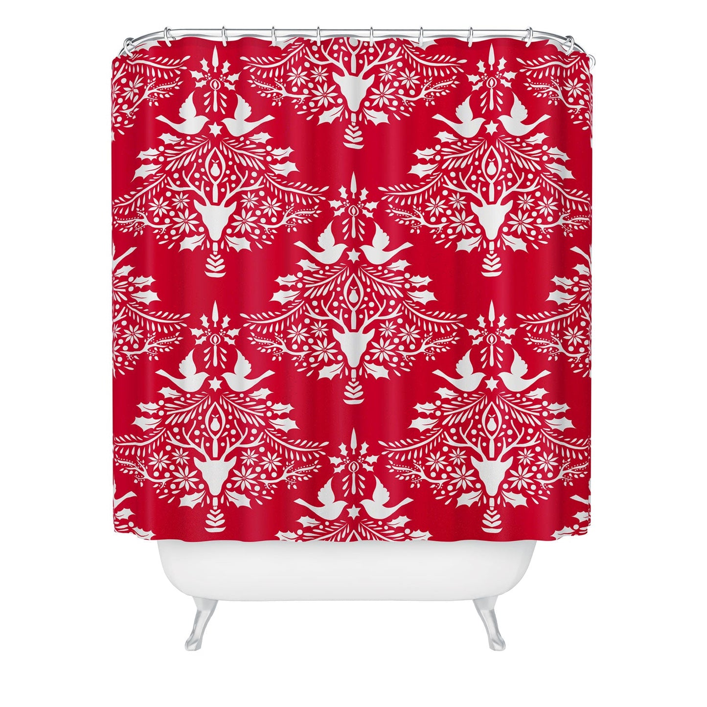 Jacqueline Maldonado Christmas Paper Cutting Red Shower Curtain