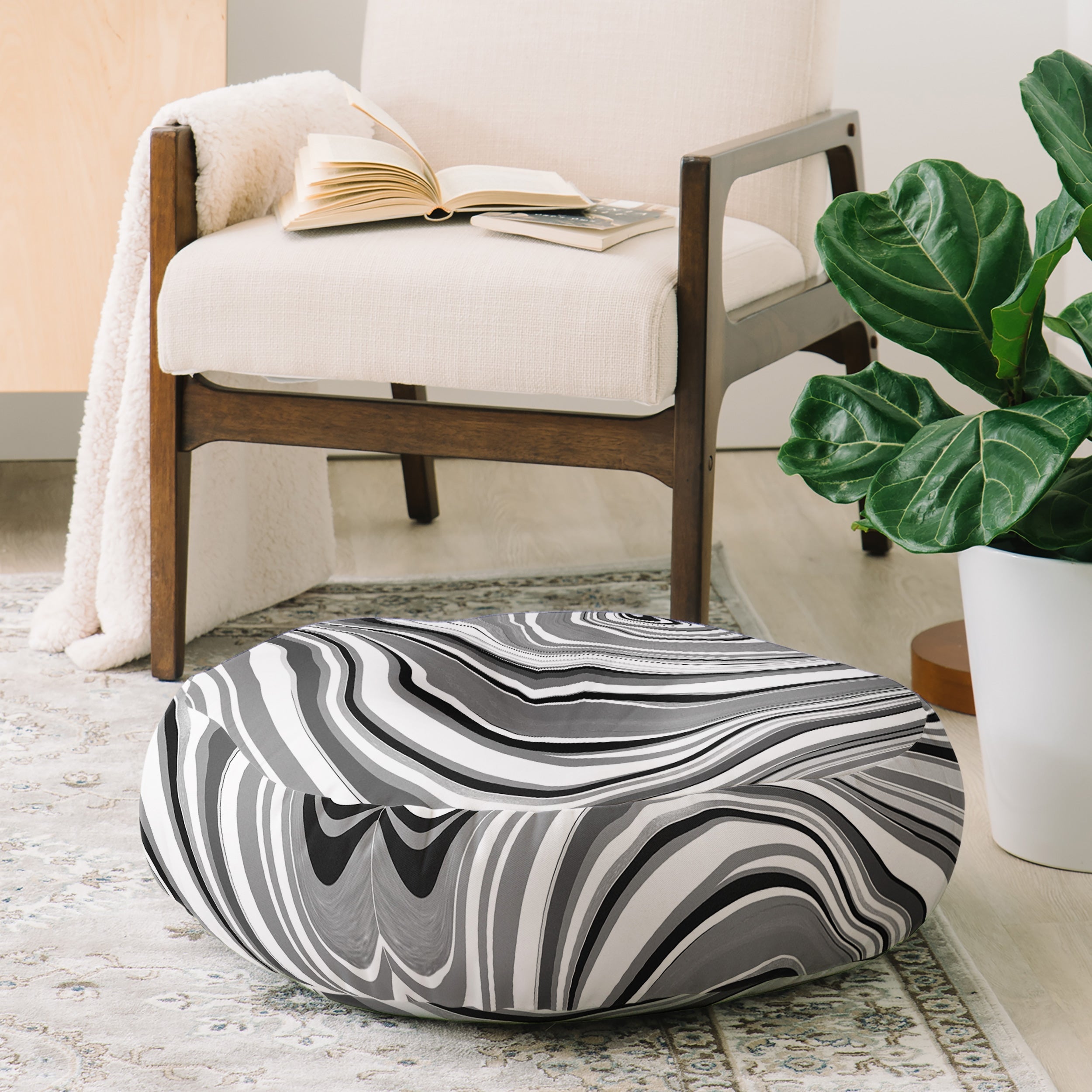 Jacqueline Maldonado Marble Grey Floor Pillow Round