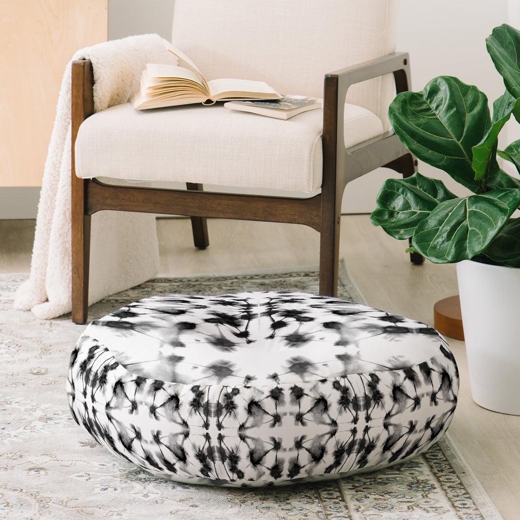 Jacqueline Maldonado Mirror Dye Black and White Floor Pillow Round