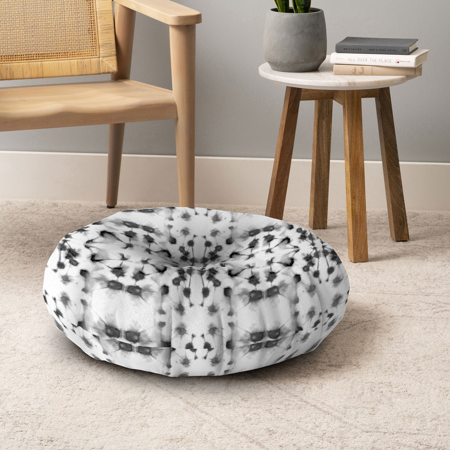 Jacqueline Maldonado Mirror Dye Black and White Floor Pillow Round