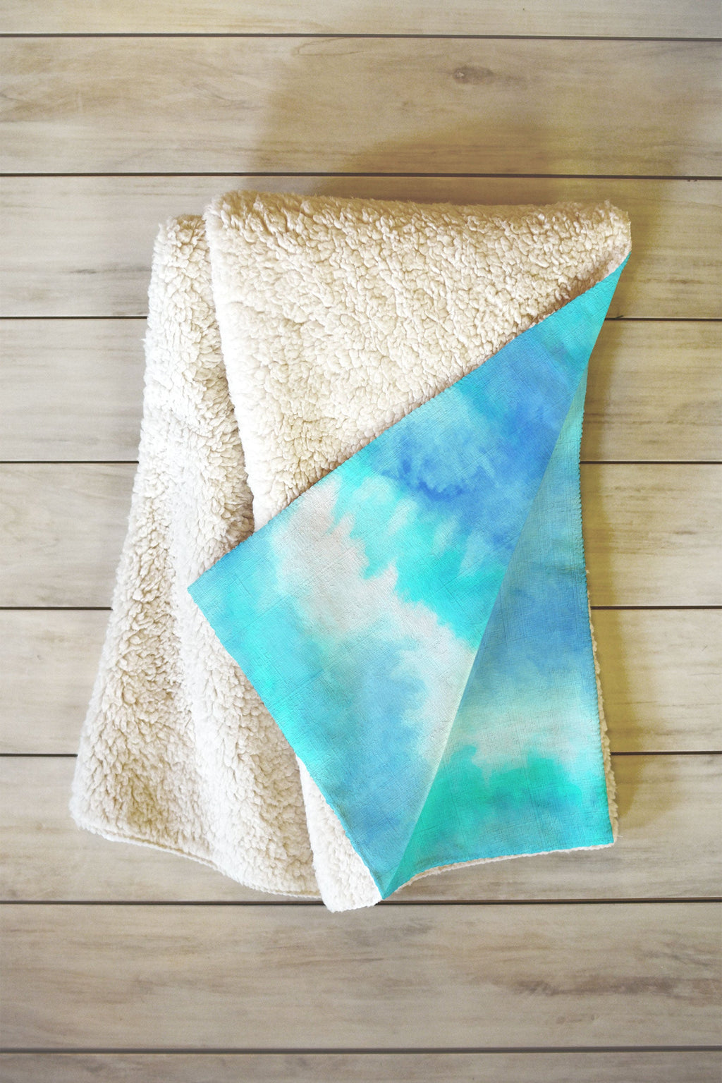 Jacqueline Maldonado Ombre Waves Blue Green Fleece Throw Blanket