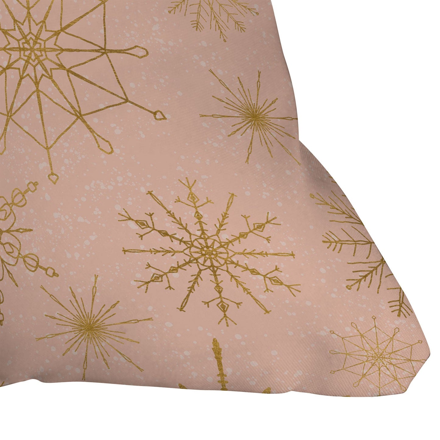 Jacqueline Maldonado Snowflakes Gold Peach Throw Pillow