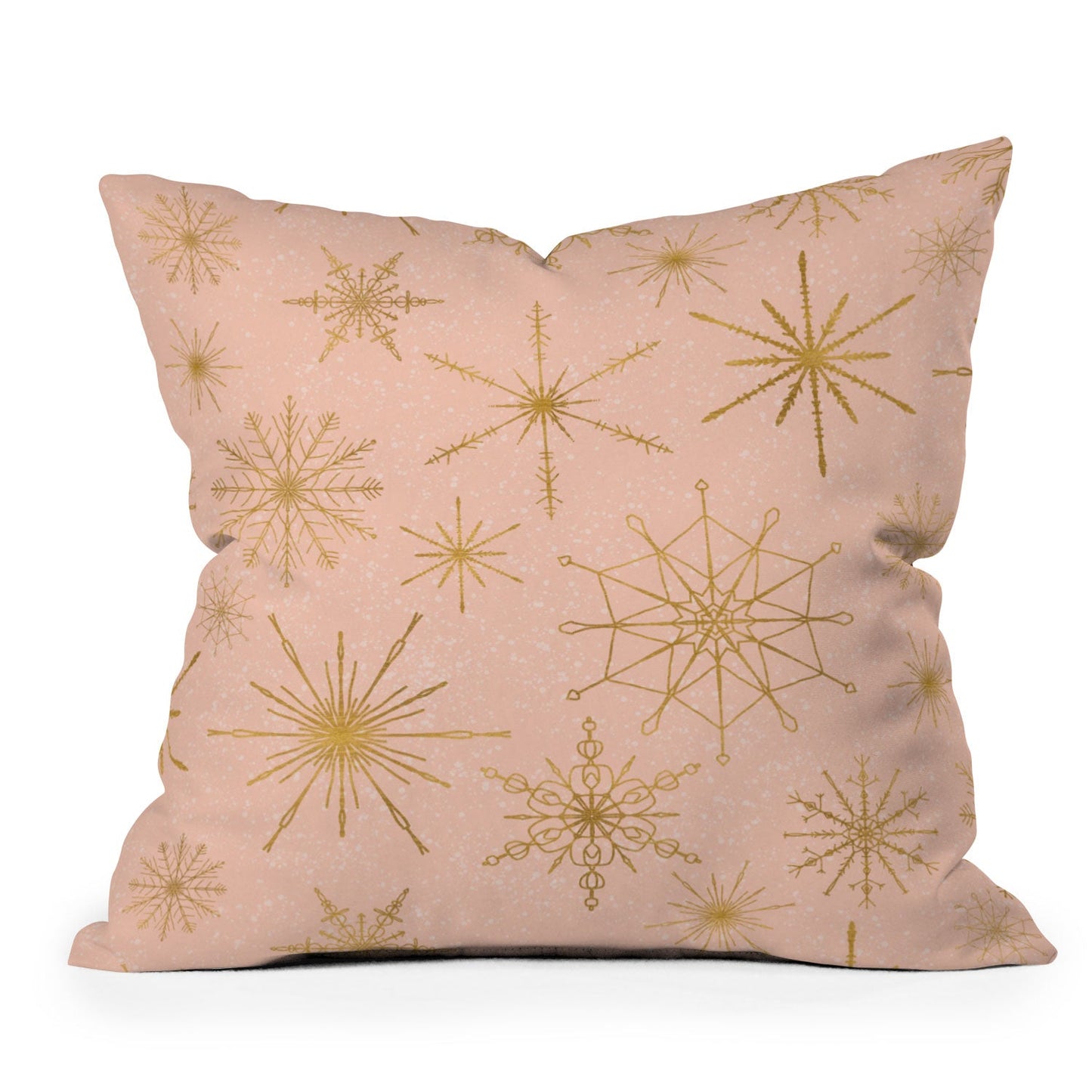 Jacqueline Maldonado Snowflakes Gold Peach Throw Pillow