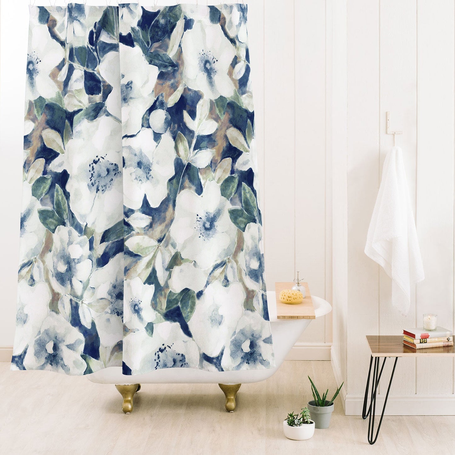 Jacqueline Maldonado Textural Botanical Watercolor Shower Curtain