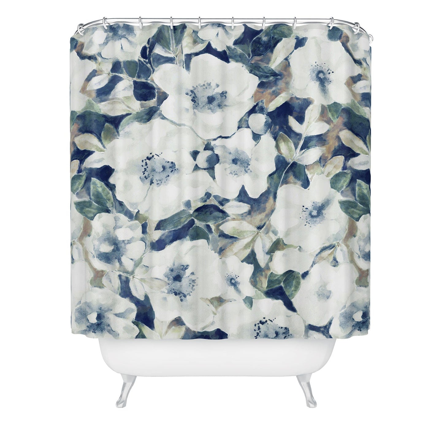 Jacqueline Maldonado Textural Botanical Watercolor Shower Curtain