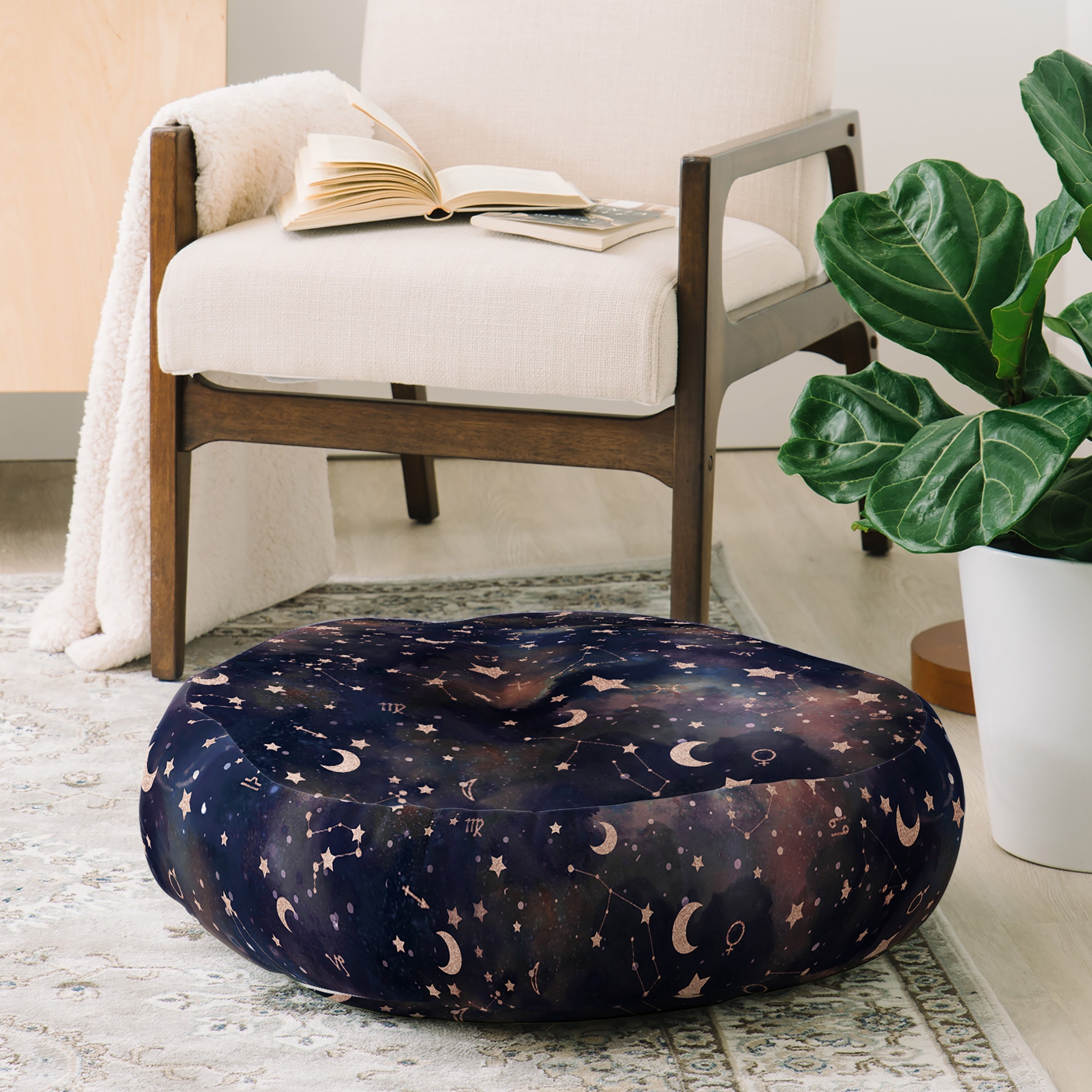 Jacqueline Maldonado Zodiac Rose Gold Floor Pillow Round