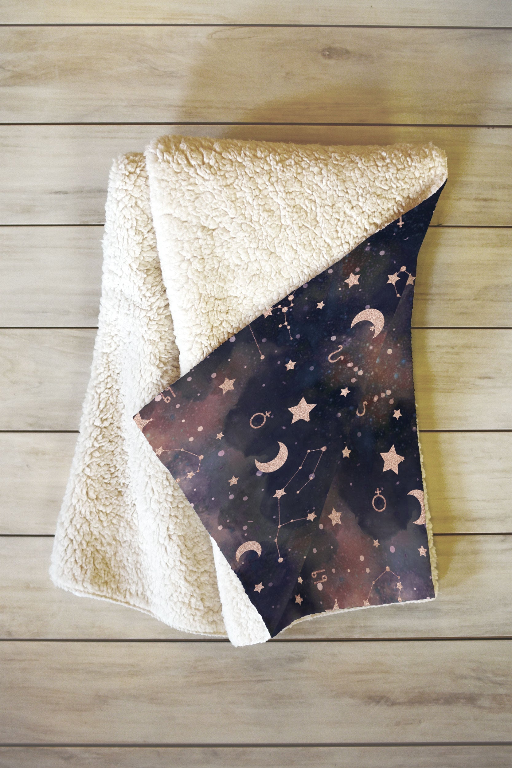 Jacqueline Maldonado Zodiac Rose Gold Fleece Throw Blanket