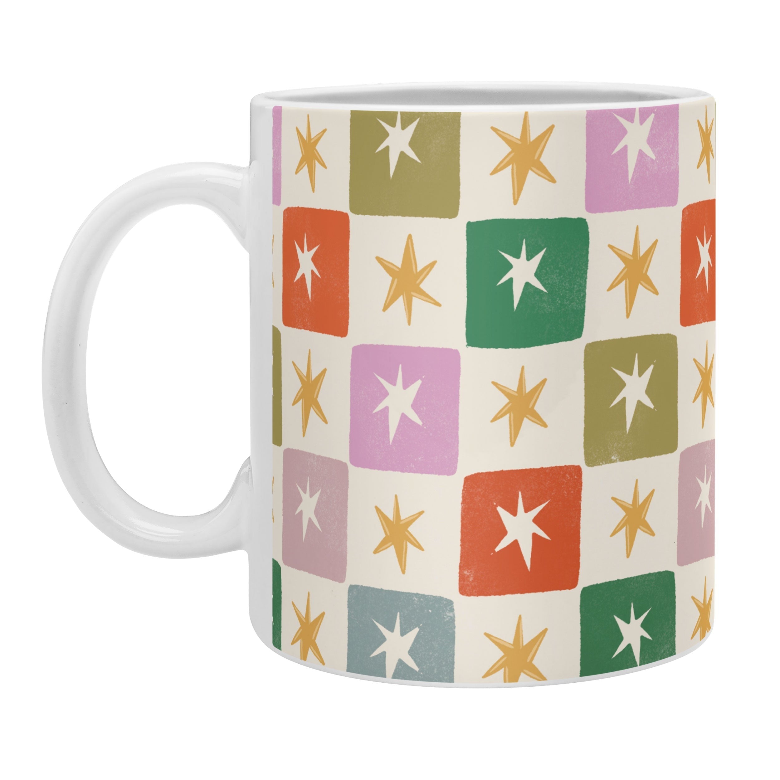 LouBruzzoni Retro Star Block Pattern Coffee Mug