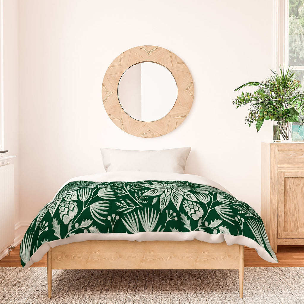 Pimlada Phuapradit Christmas Poinsettia Duvet Cover