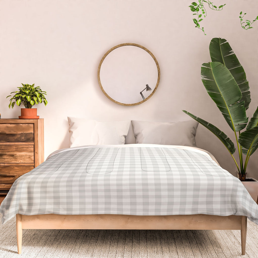 Colour Poems Gingham Plaid Pattern Cloud White Comforter