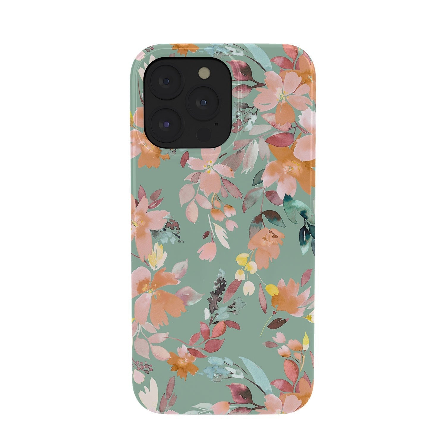 Ninola Design Botanic Retreat Floral Oleander Whimsical Teal Green Phone Case
