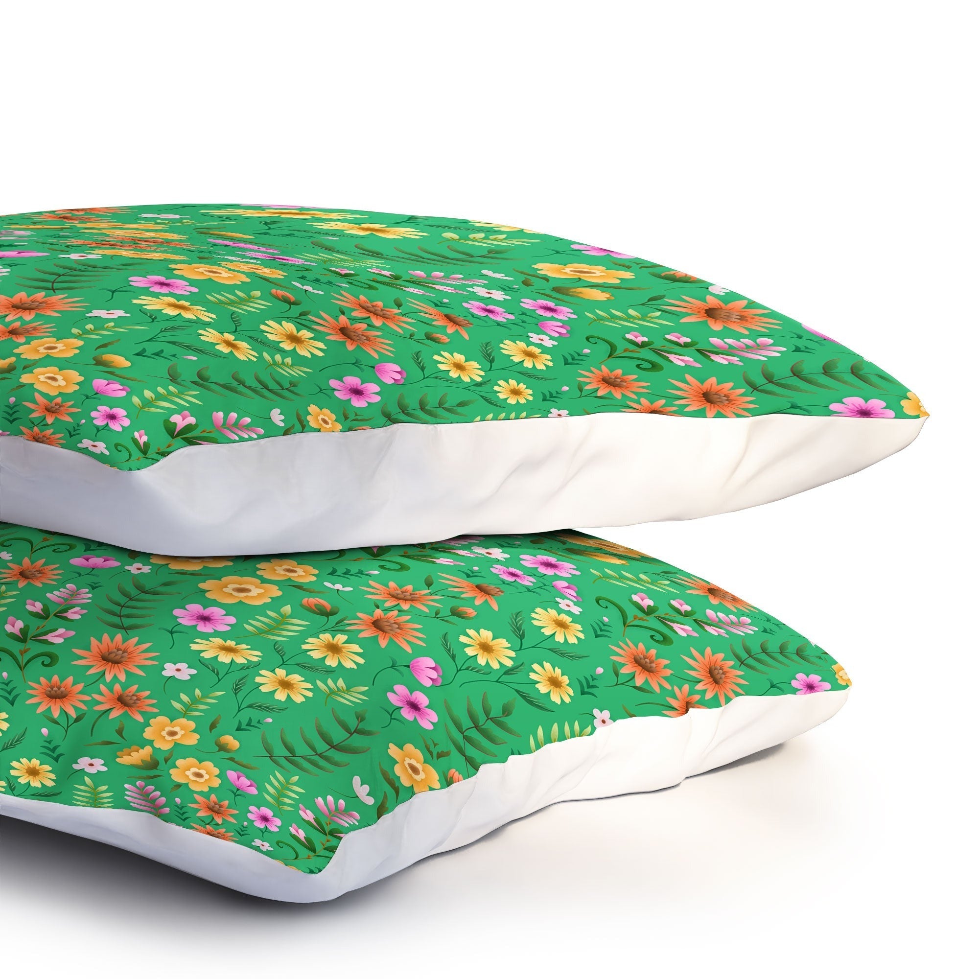 Pimlada Phuapradit Ditsy Spring Floral Green Pillow Shams