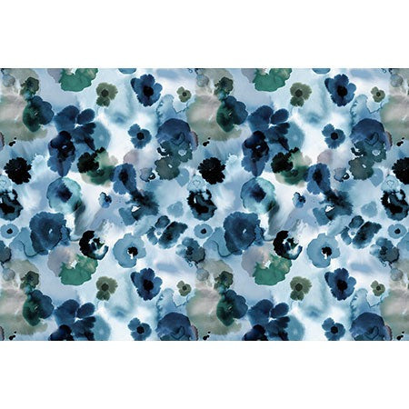 Ninola Design Botanic Retreat Ombre Abstract Watercolor Flowers Blue Navy Wall Mural