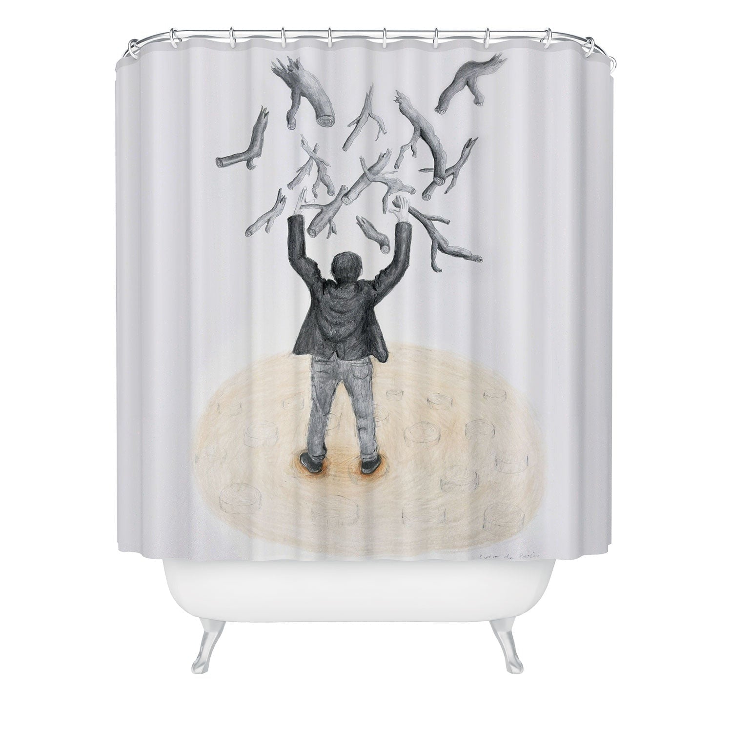 Coco de Paris Wood in the sky Shower Curtain