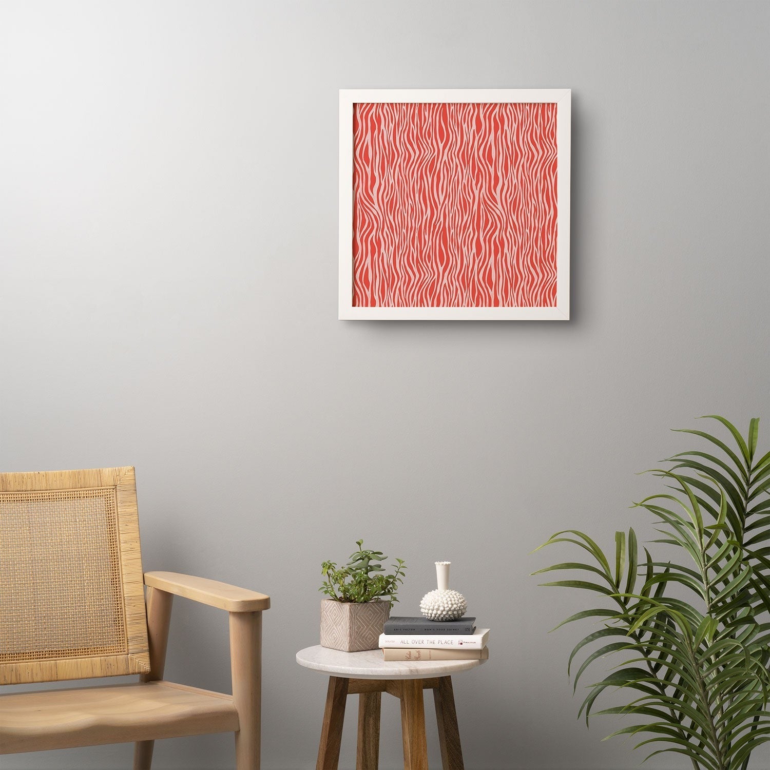 Avenie BR Red Zebra Stripe Framed Wall Art