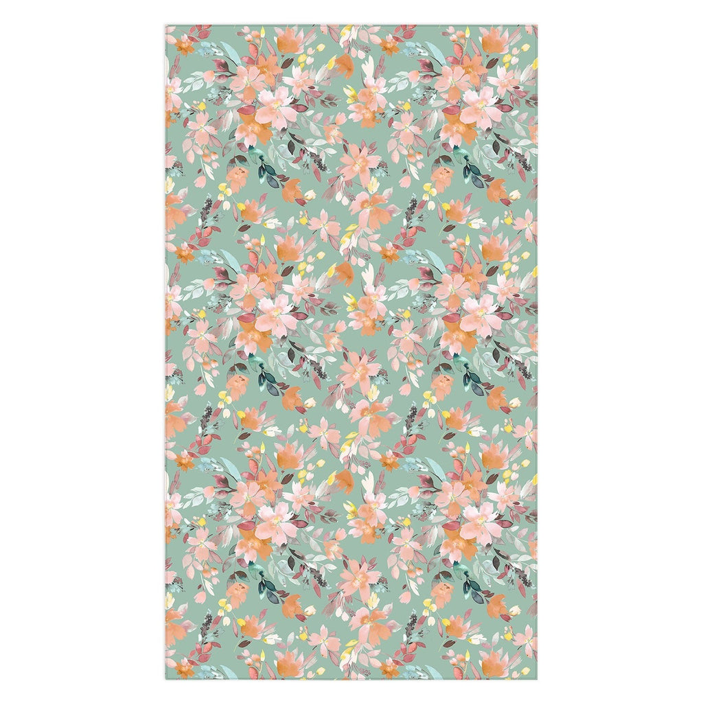 Ninola Design Botanic Retreat Floral Oleander Whimsical Teal Green Tablecloth