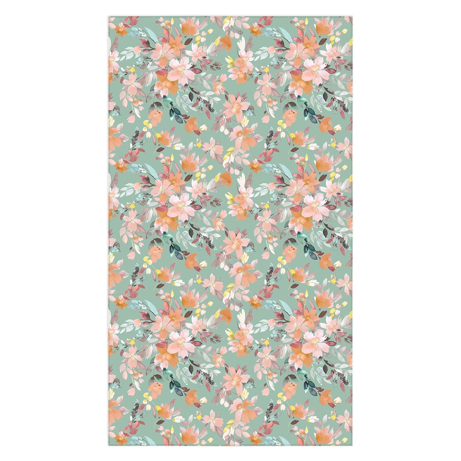 Ninola Design Botanic Retreat Floral Oleander Whimsical Teal Green Tablecloth