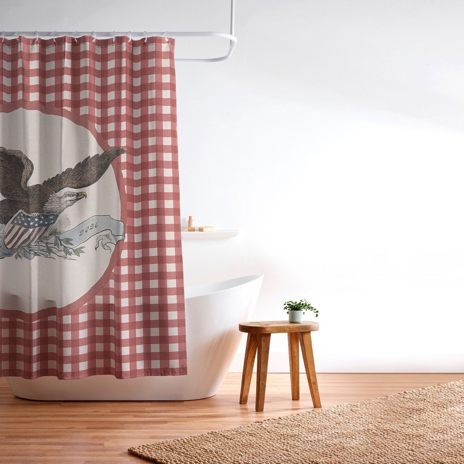 DENY Designs Gingham Eagle Shower Curtain