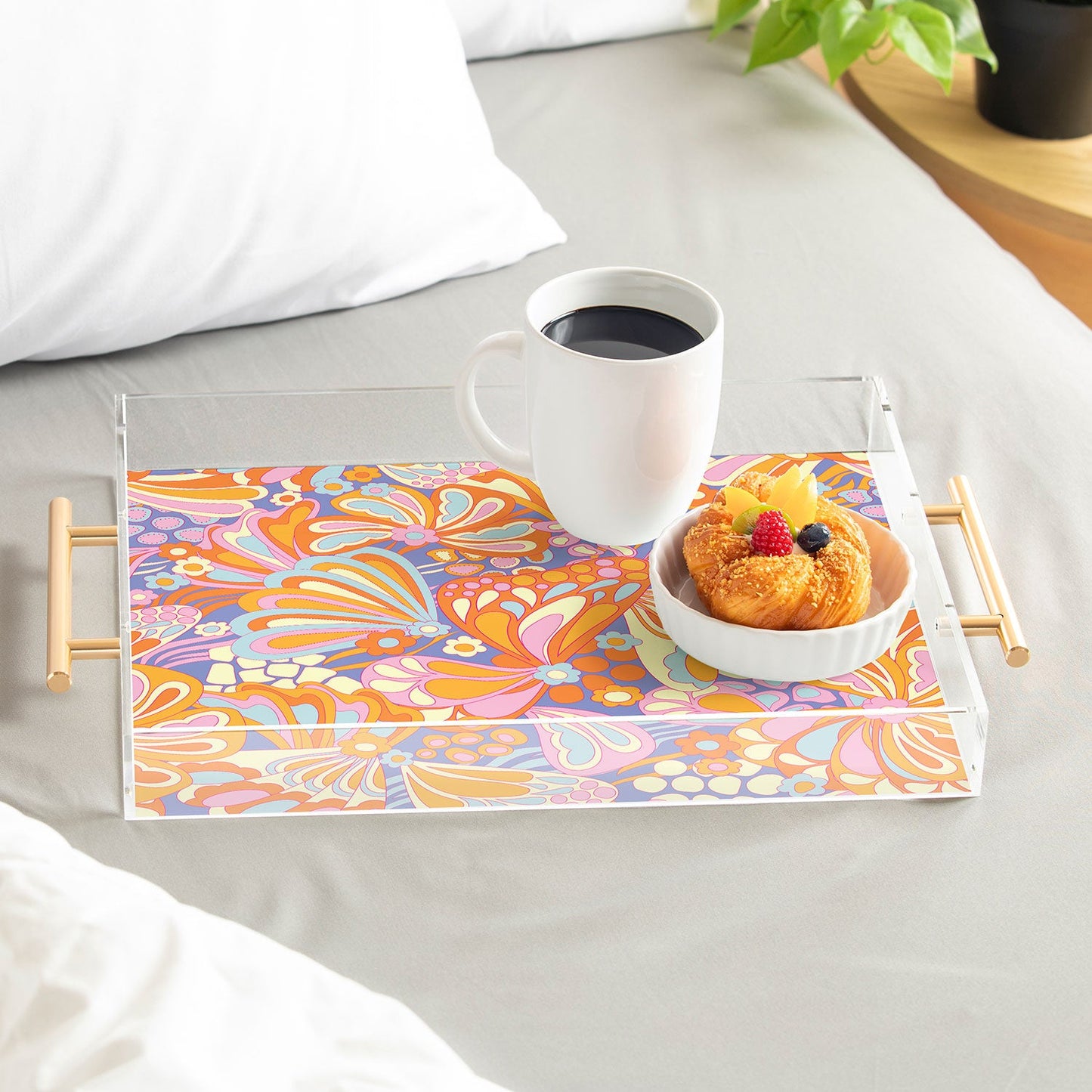 Jenean Morrison Abstract Butterfly Lilac Acrylic Tray