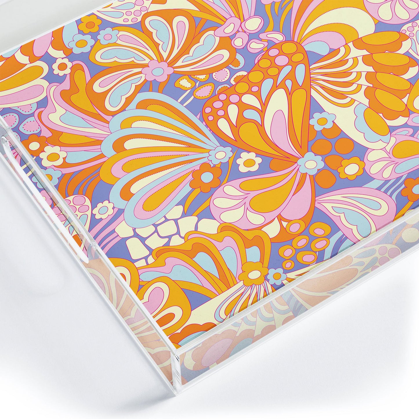 Jenean Morrison Abstract Butterfly Lilac Acrylic Tray
