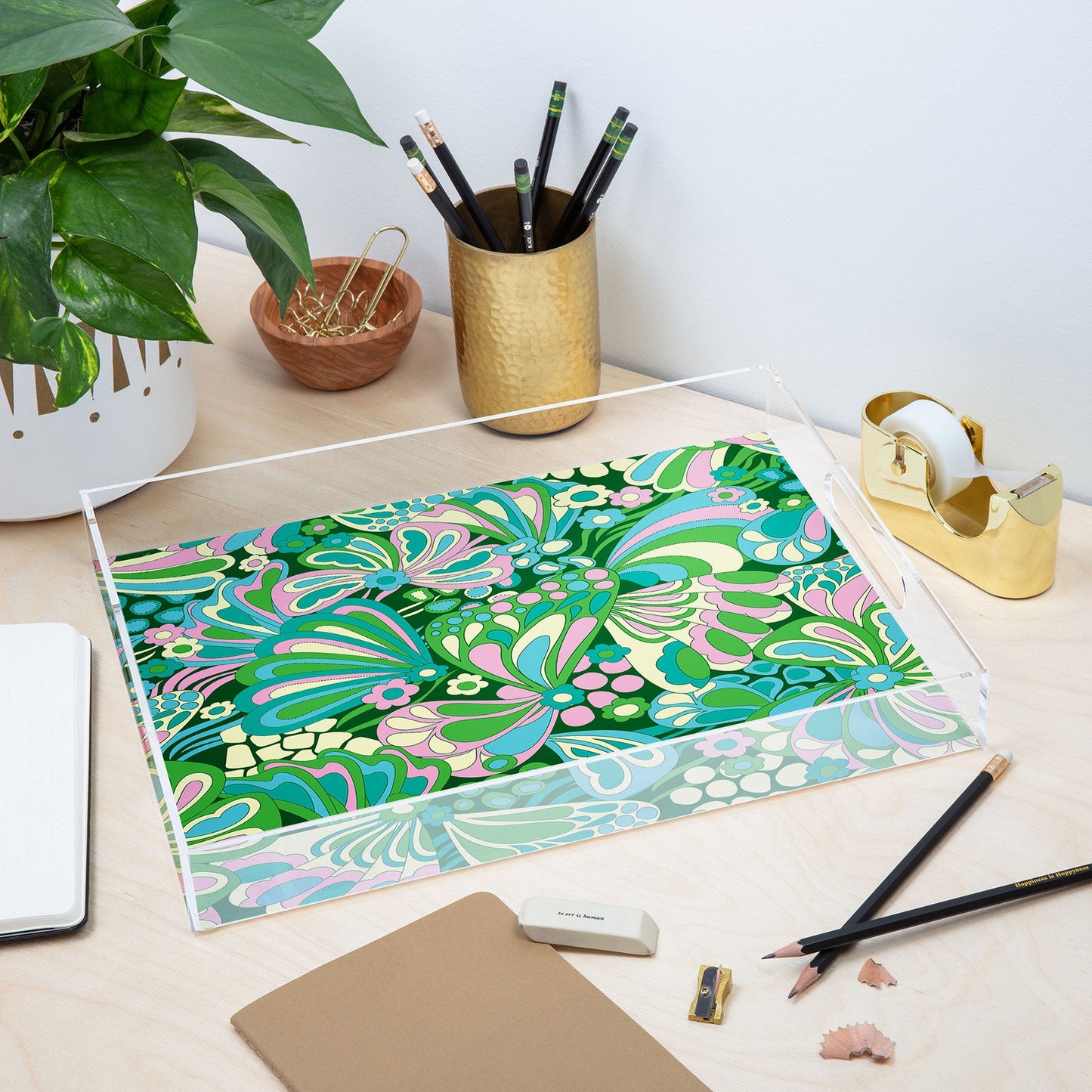 Jenean Morrison Abstract Butterfly Acrylic Tray