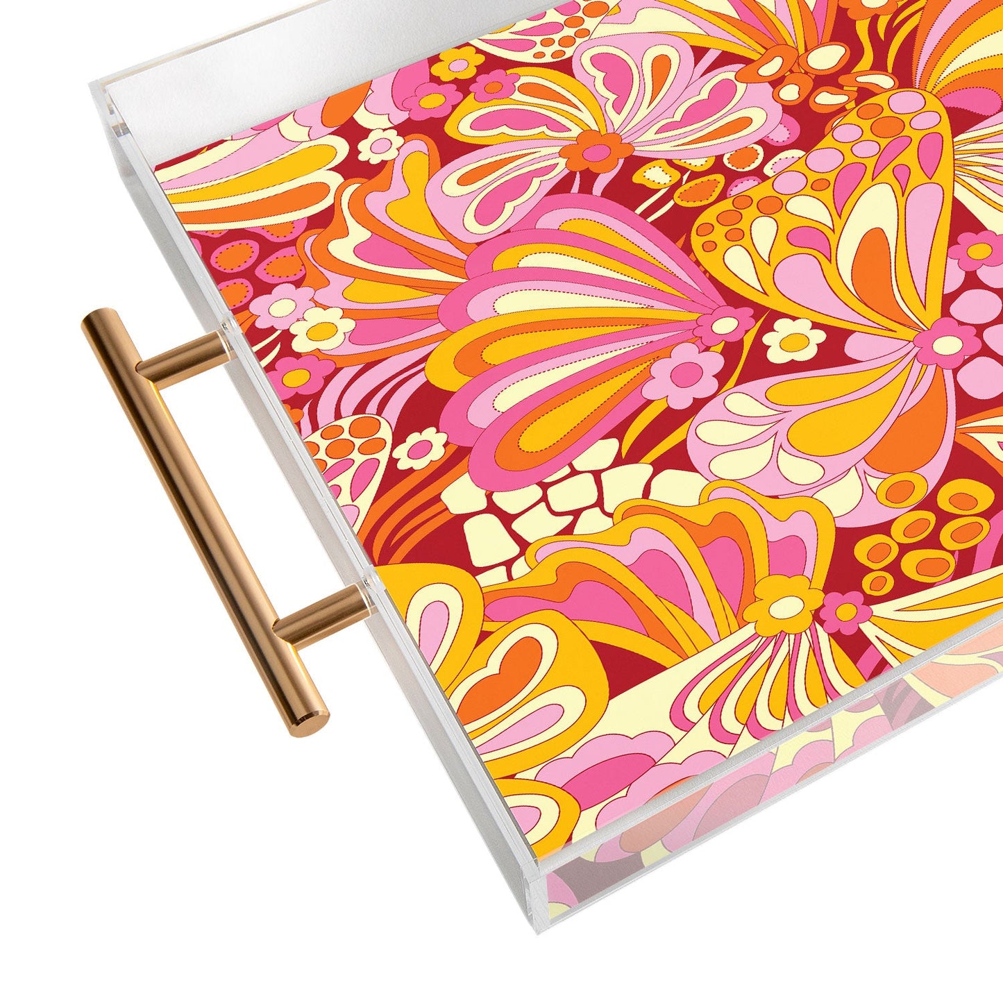 Jenean Morrison Abstract Butterfly Pink Acrylic Tray
