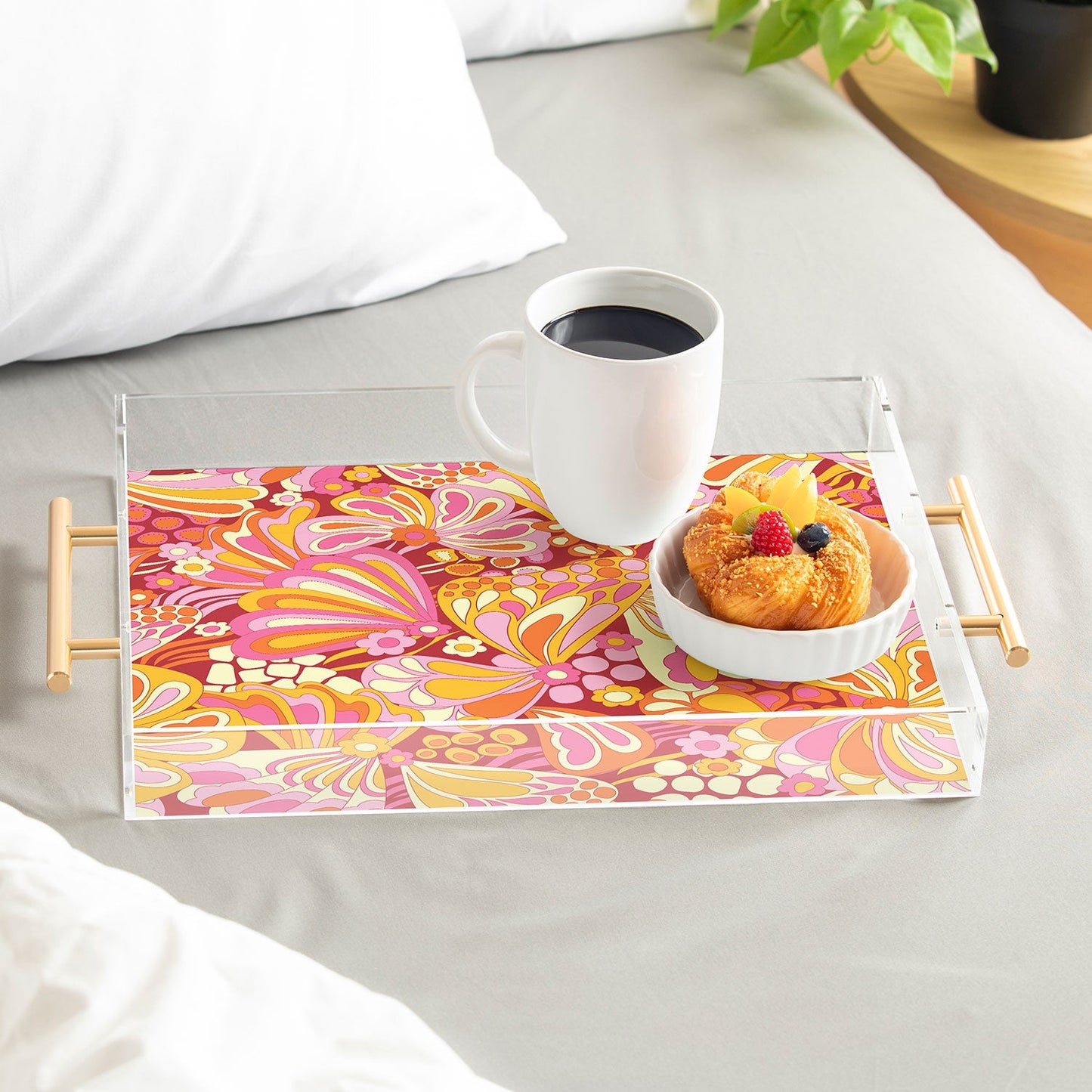 Jenean Morrison Abstract Butterfly Pink Acrylic Tray