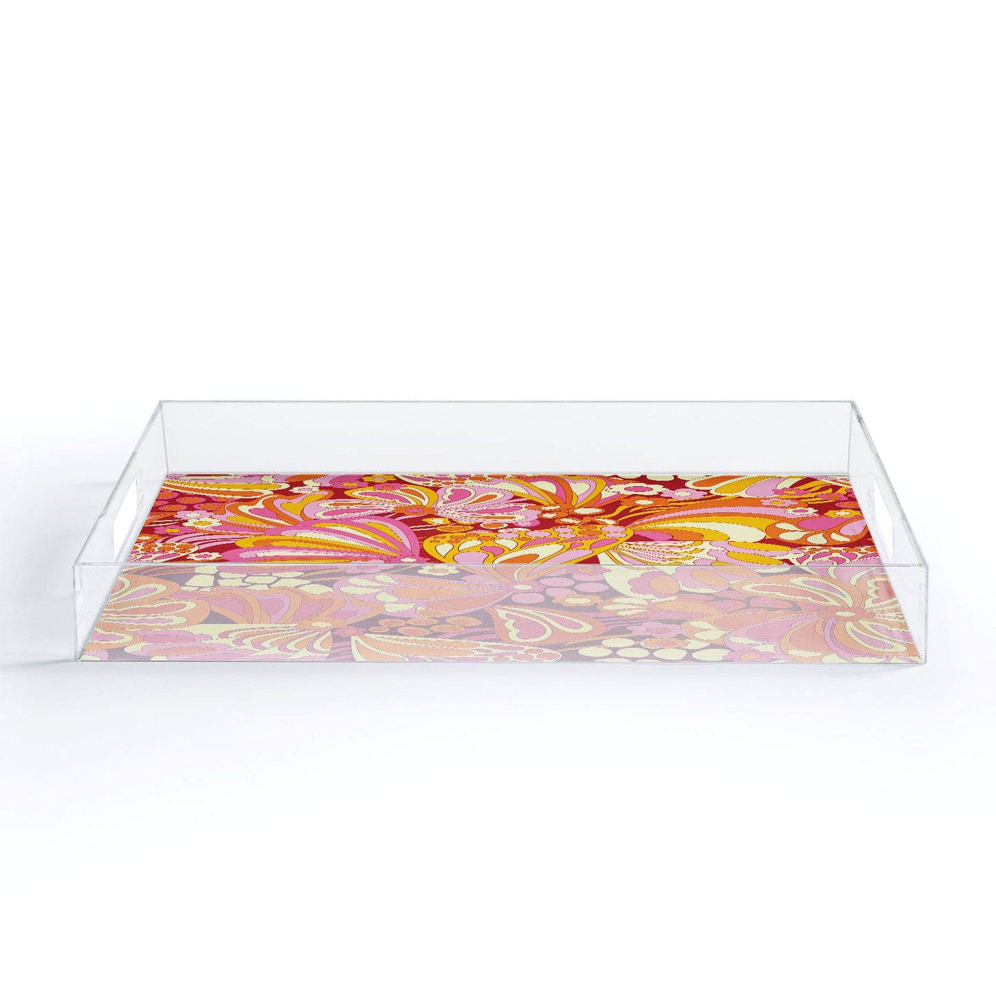 Jenean Morrison Abstract Butterfly Pink Acrylic Tray