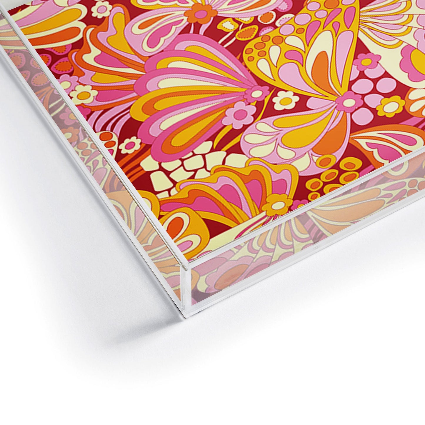 Jenean Morrison Abstract Butterfly Pink Acrylic Tray