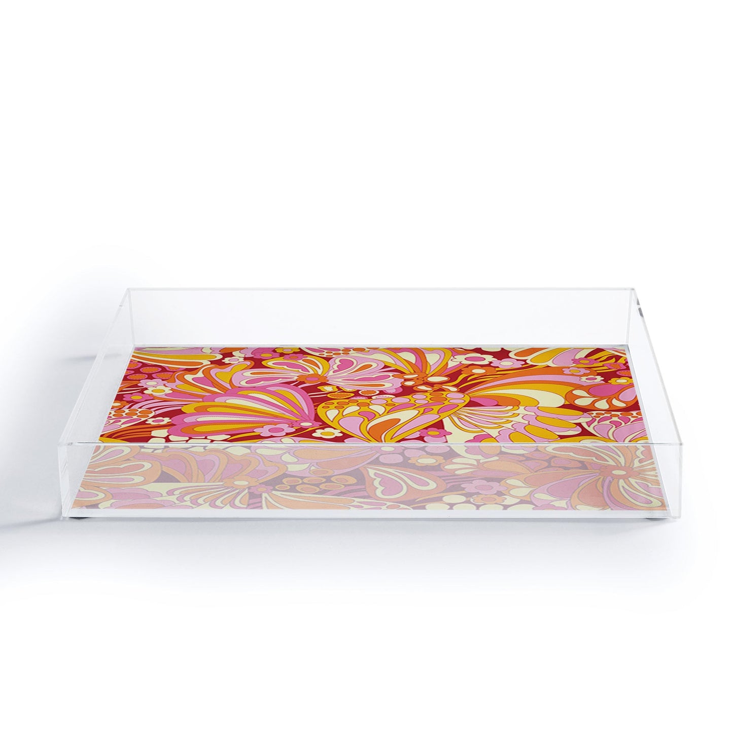 Jenean Morrison Abstract Butterfly Pink Acrylic Tray